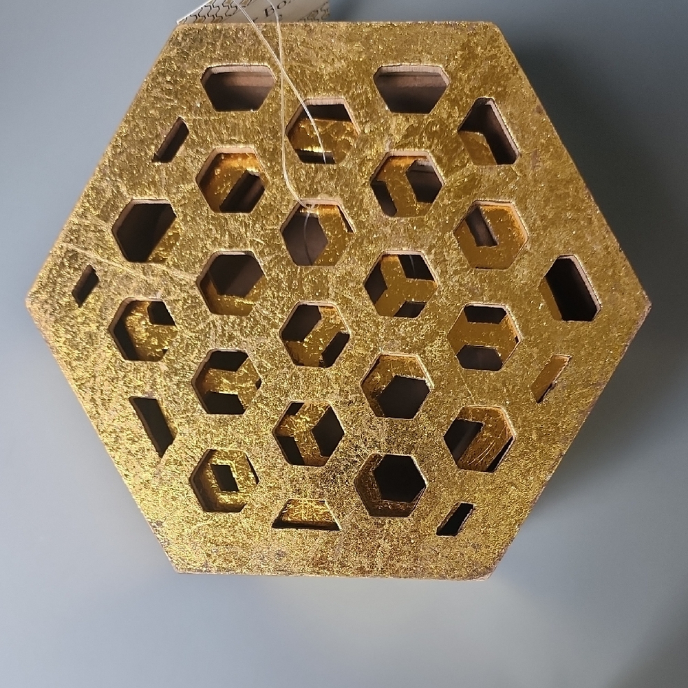 NWT Gold Hexagonal Decor Boxes Set Of 2